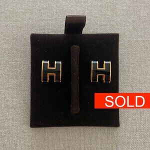 SOLD - Hermes Pop H Earrings in Noir